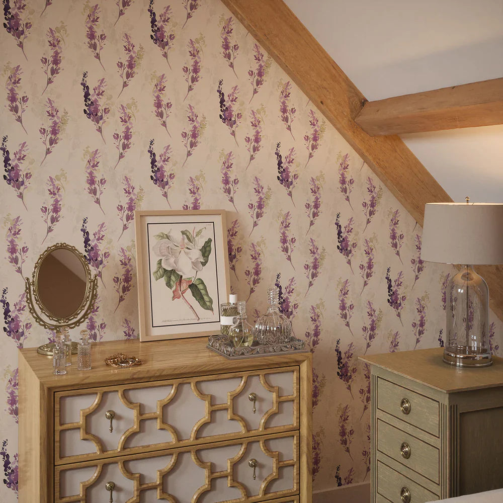 LAN100035 - Wild Stocks Wallpaper - Grape & Linen Cream - Lucie Annabel