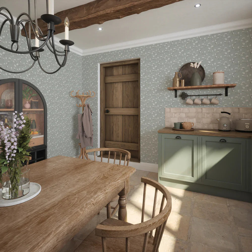 LAN100050 - Sweet Magnolia Wallpaper - Sage Green - Lucie Annabel