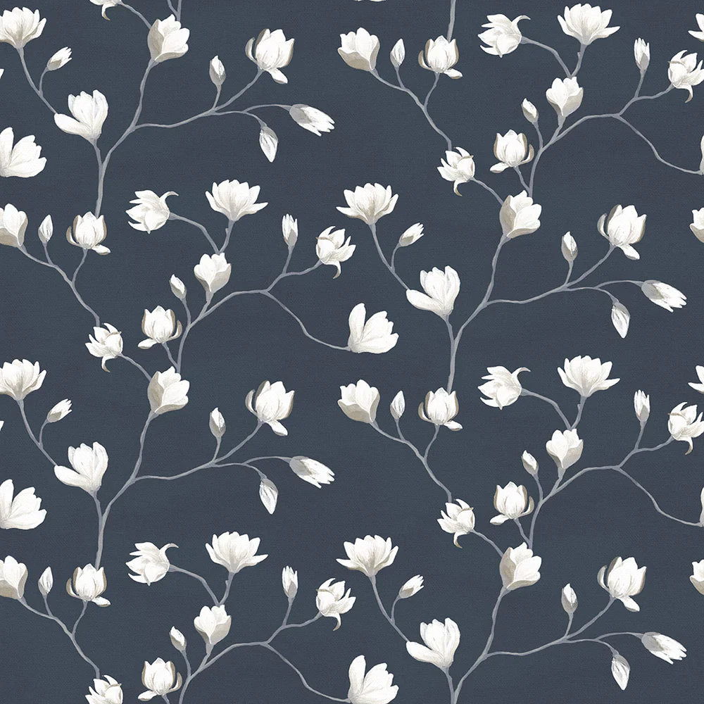 LAN100052 - Sweet Magnolia Wallpaper -  Classic Navy - Lucie Annabel