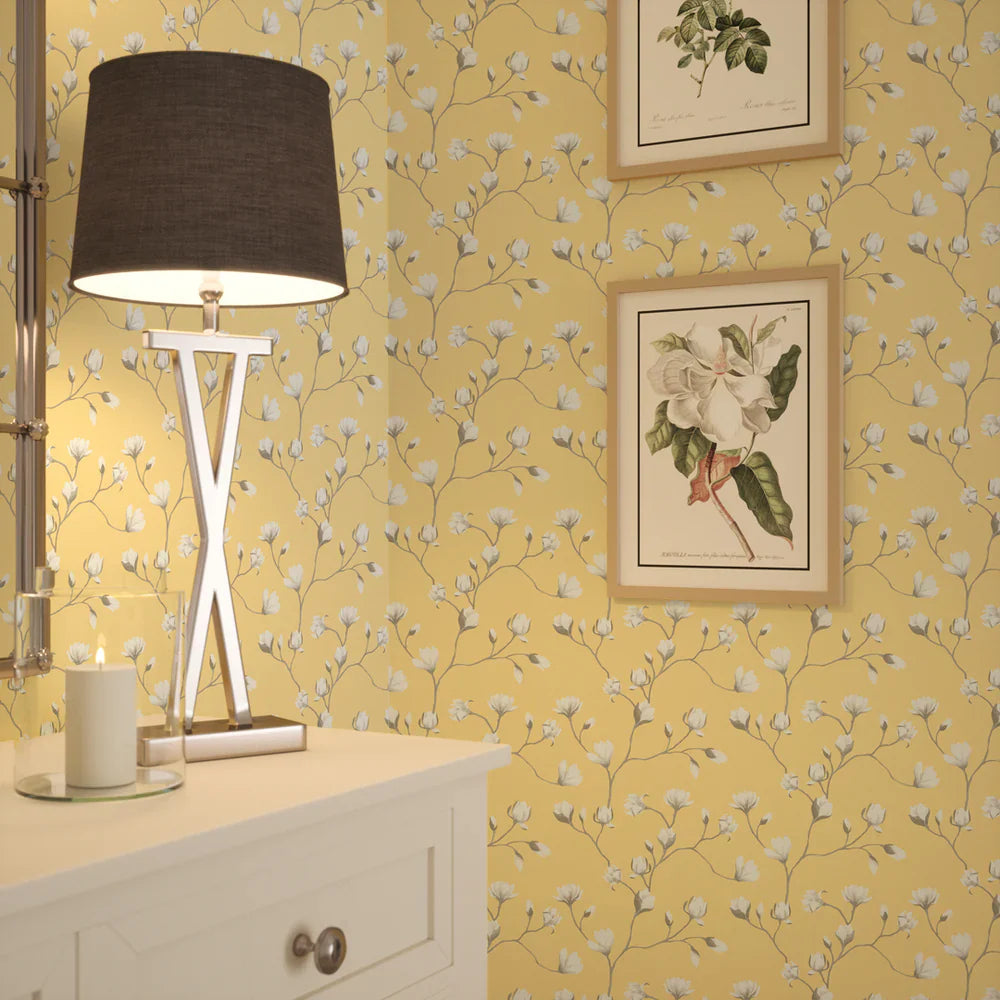 LAN100053 - Sweet Magnolia Wallpaper - Lemon Meringue - Lucie Annabel