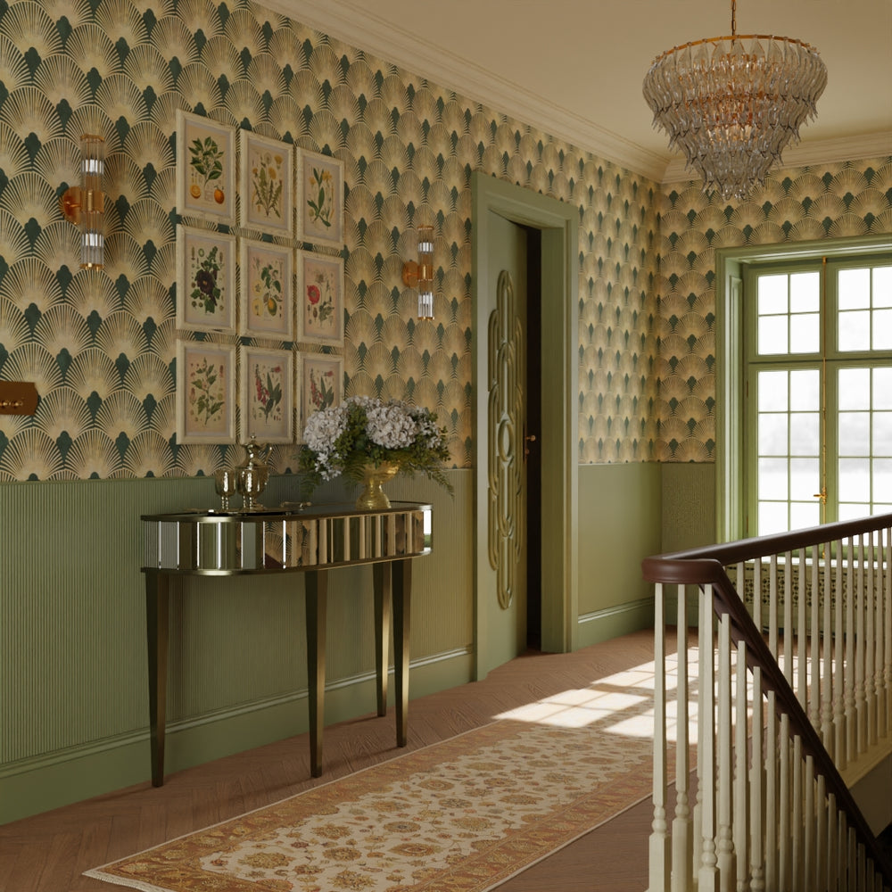 LAN100175 - Soleil Wallpaper - Juniper & Gold - Lucie Annabel