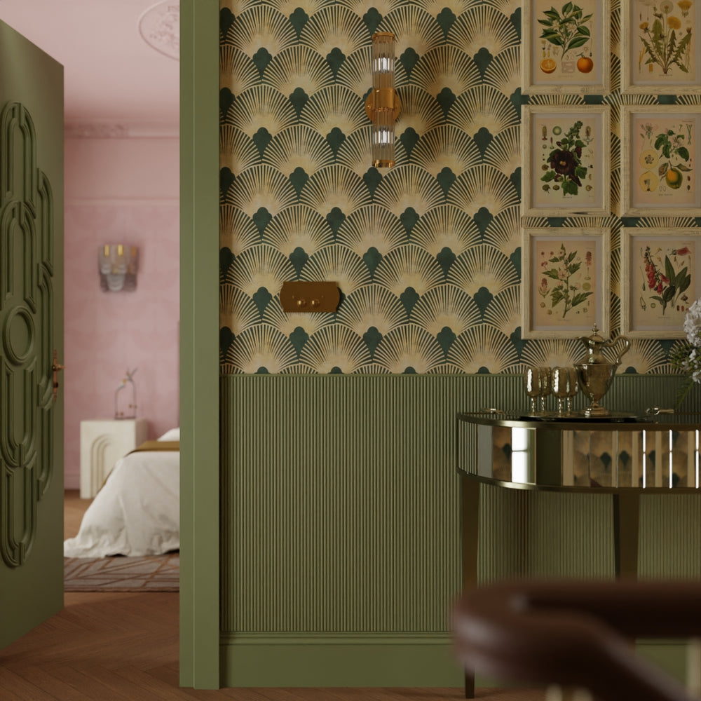 LAN100175 - Soleil Wallpaper - Juniper & Gold - Lucie Annabel