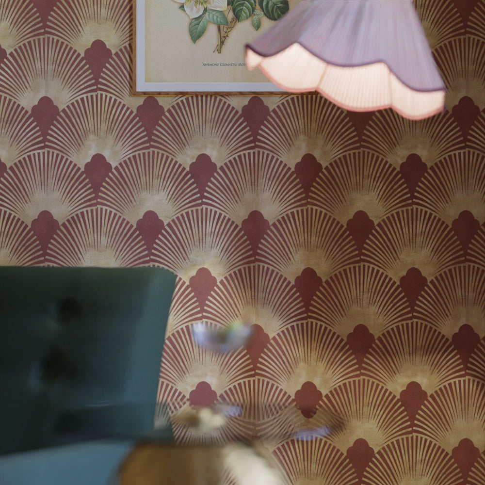 LAN100176 - Soleil Wallpaper - Russet Red & Gold - Lucie Annabel