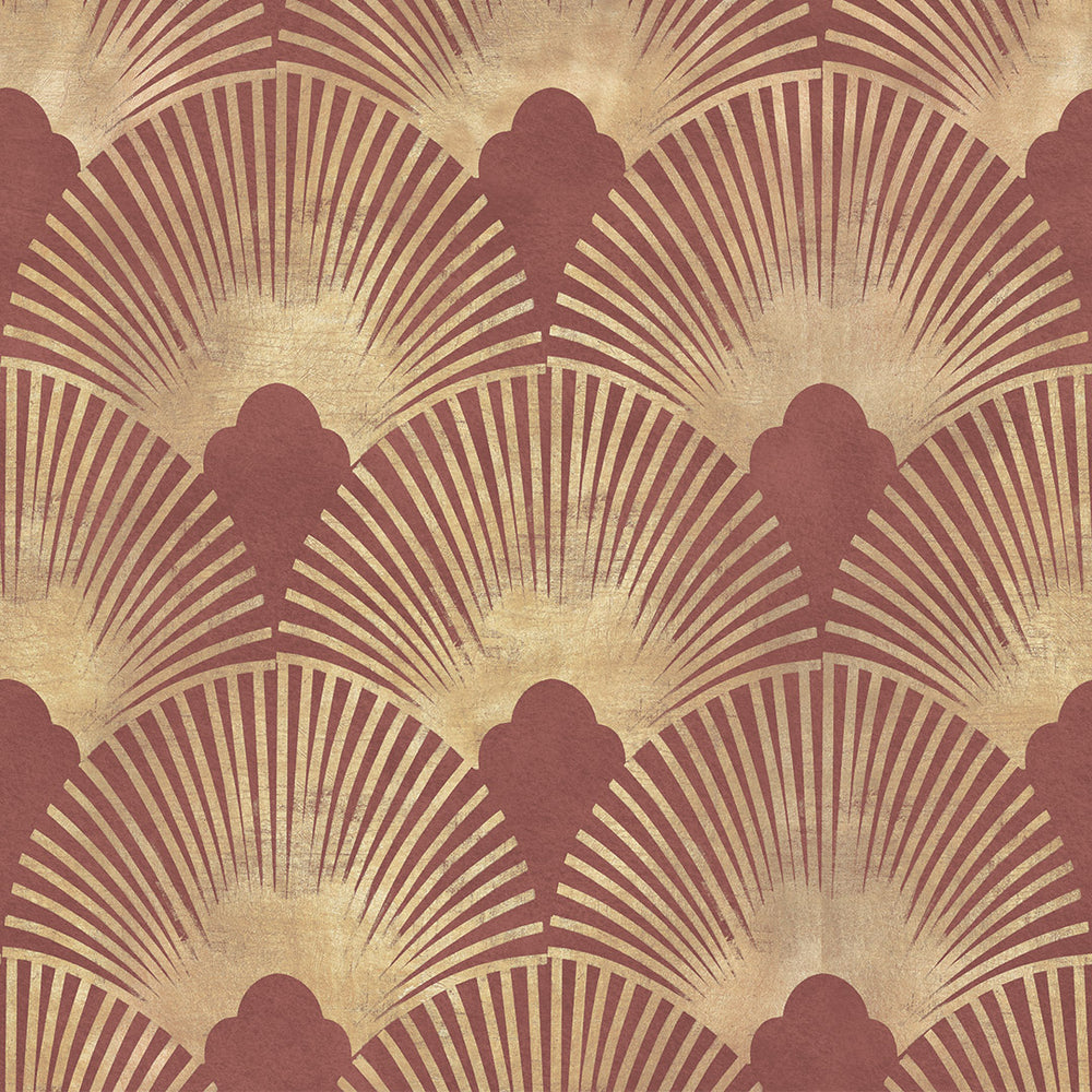 LAN100176 - Soleil Wallpaper - Russet Red & Gold - Lucie Annabel