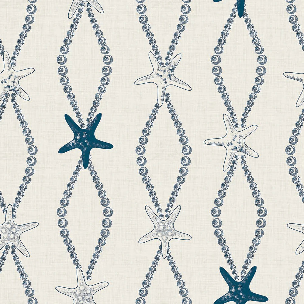 LAN100315 - Underwater Treasure Wallpaper - Classic Navy on Pearl White - Lucie Annabel
