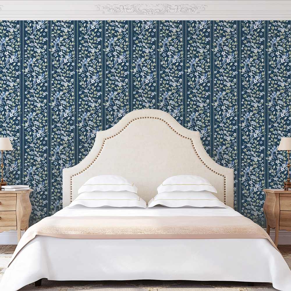 LAN100398 - The Enchanted Garden Wallpaper - Navy - Lucie Annabel