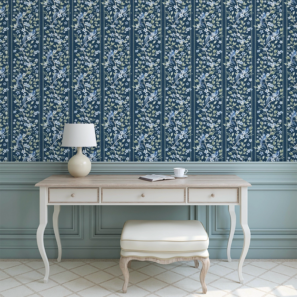 LAN100398 - The Enchanted Garden Wallpaper - Navy - Lucie Annabel
