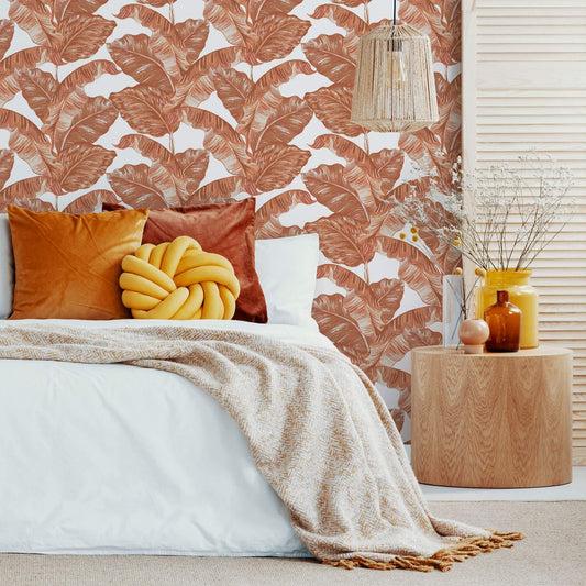LH900003 - Under The Banana Tree Wallpaper - Terracotta - Lust Home