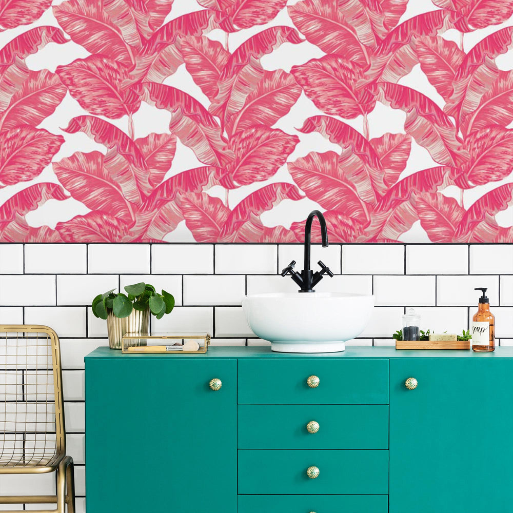 LH900004 - Under The Banana Tree Wallpaper - Hot Pink - Lust Home