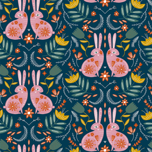 LH900012 - Bunny Tales Wallpaper - Teal & Cherry Blossom - Lust Home