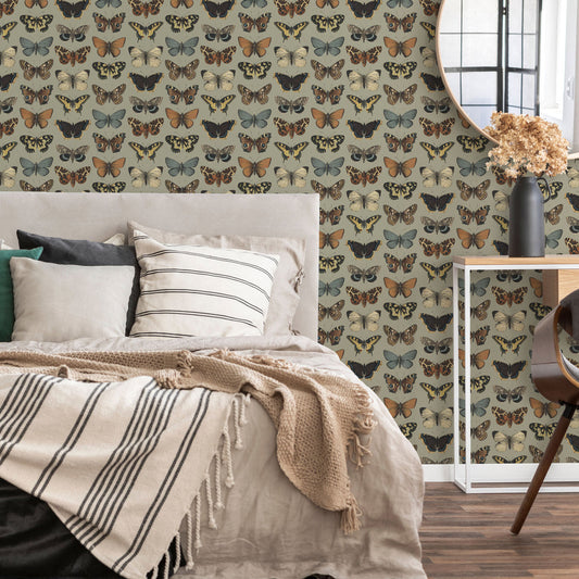 LH900013 - Kaleidoscope Wallpaper - Sage Green & Warm Vintage Browns - Lust Home