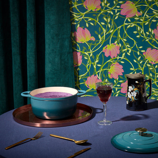 LH900024 - Dahling Morris Wallpaper - Evergreen, Lime Zest & Dusty Rose - Lust Home