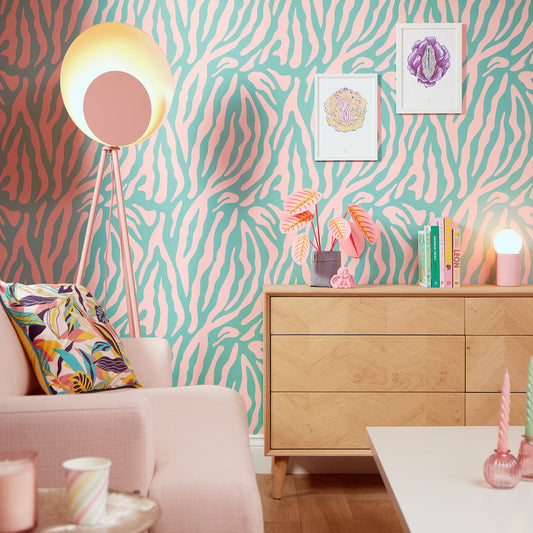 LH900028 - Good Vibrations Wallpaper - Candy Pink & Mint - Lust Home
