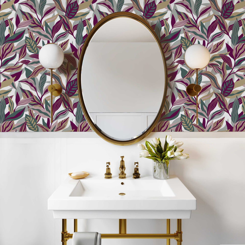 LH900031 - Honolulu Wallpaper - Sage Green, Plum & Stone - Lust Home