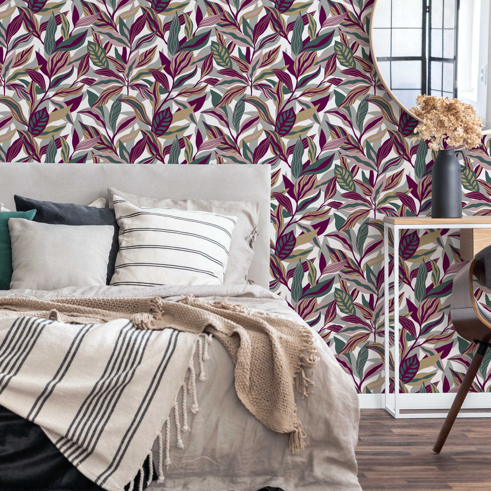 LH900031 - Honolulu Wallpaper - Sage Green, Plum & Stone - Lust Home