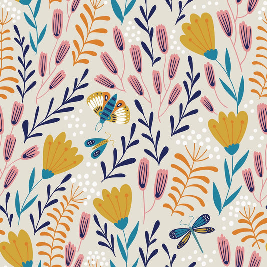 LH900037 - Garden of Eden Wallpaper - Peony Pink, Turquoise & Mustard - Lust Home