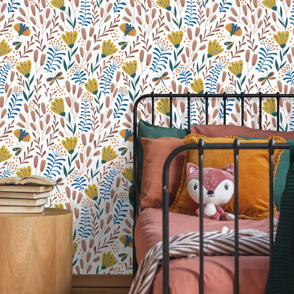 LH900040 - Garden of Eden Wallpaper - Mustard, Sky Blue & Terracotta - Lust Home