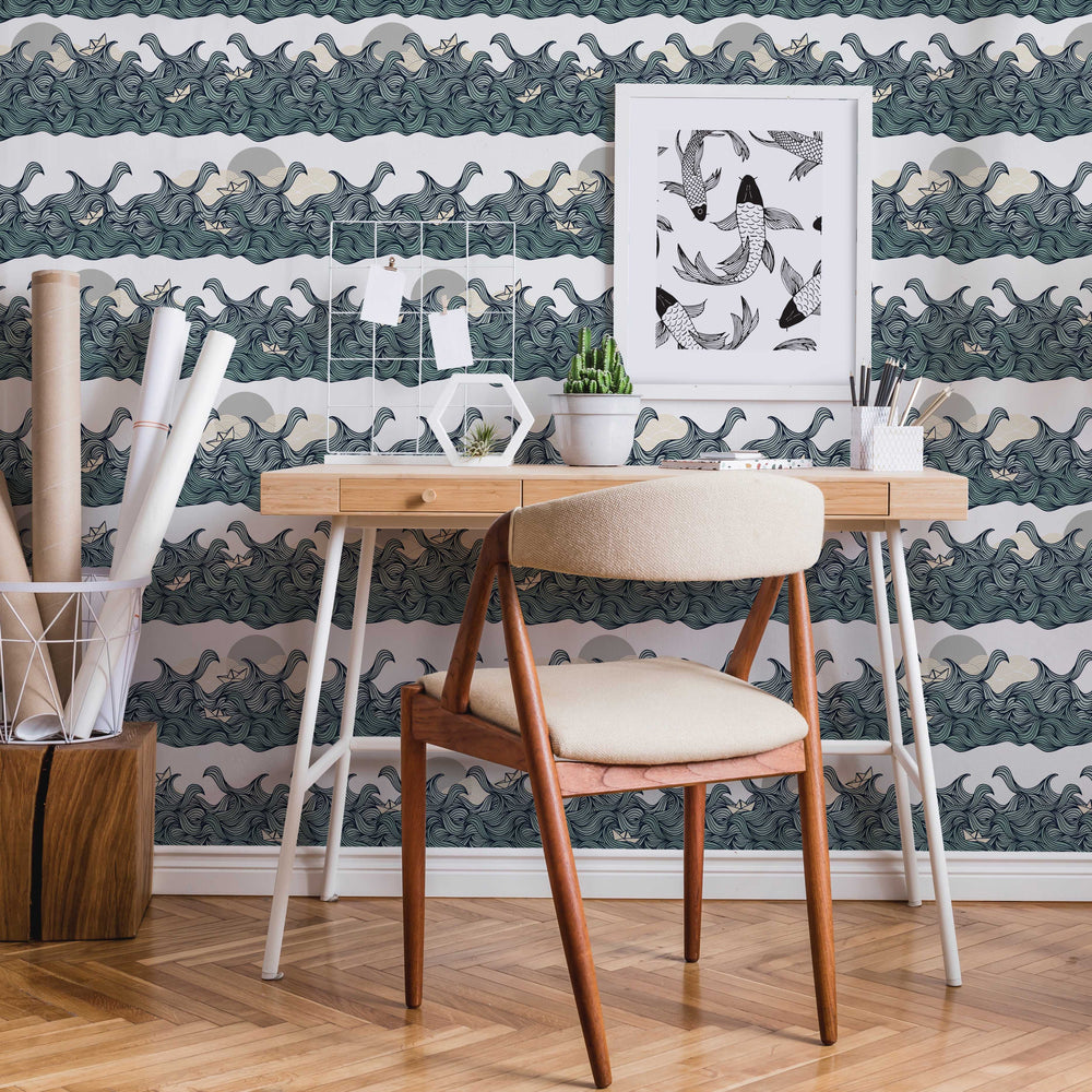 LH900068 - Making Waves Wallpaper - Sea Grey - Lust Home