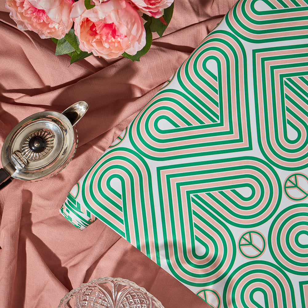 LH900080 - Peace and Love Wallpaper - Mint Green & Peach - Lust Home