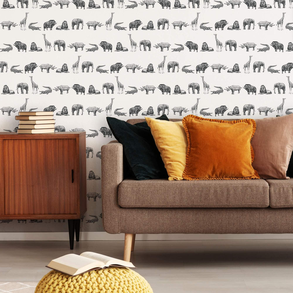 LH900090 - The Ark Wallpaper - Rhino Grey - Lust Home