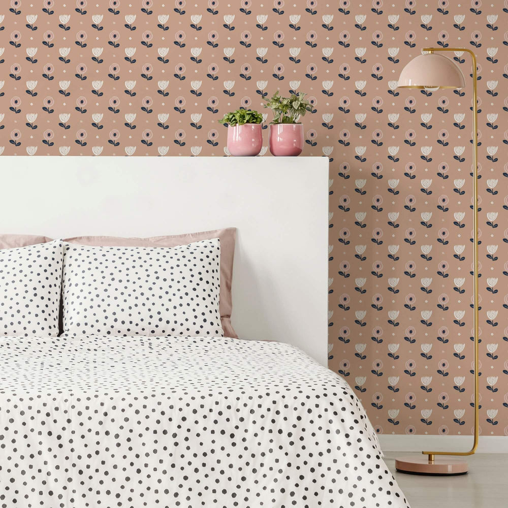 LH900094 - Flower Power Wallpaper - Carnation Peach - Lust Home
