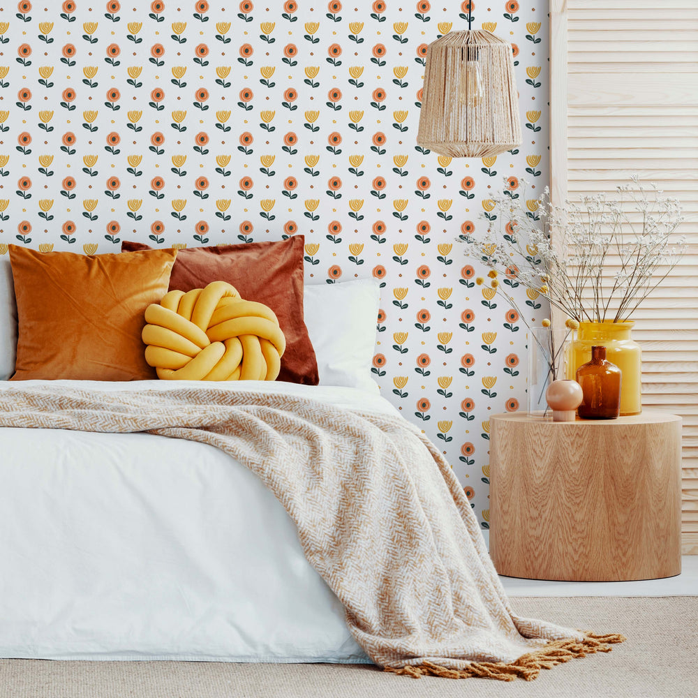 LH900095 - Flower Power Wallpaper - Gerbera Orange & Mustard - Lust Home