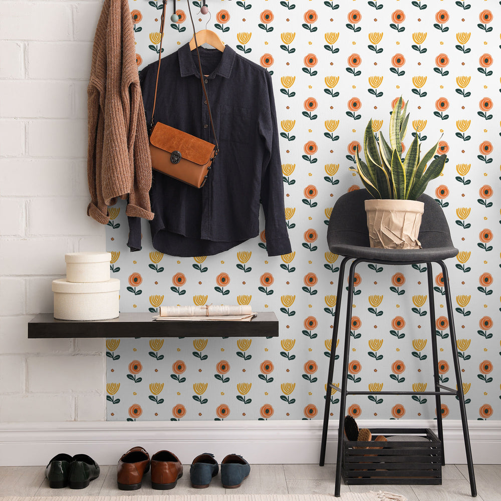 LH900095 - Flower Power Wallpaper - Gerbera Orange & Mustard - Lust Home