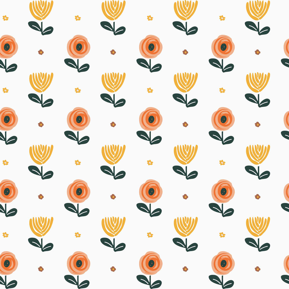LH900095 - Flower Power Wallpaper - Gerbera Orange & Mustard - Lust Home