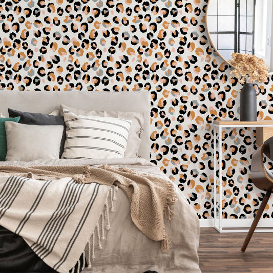 LH900096 - Wild Thing Wallpaper - Dove Grey, Tangerine & Peach - Lust Home