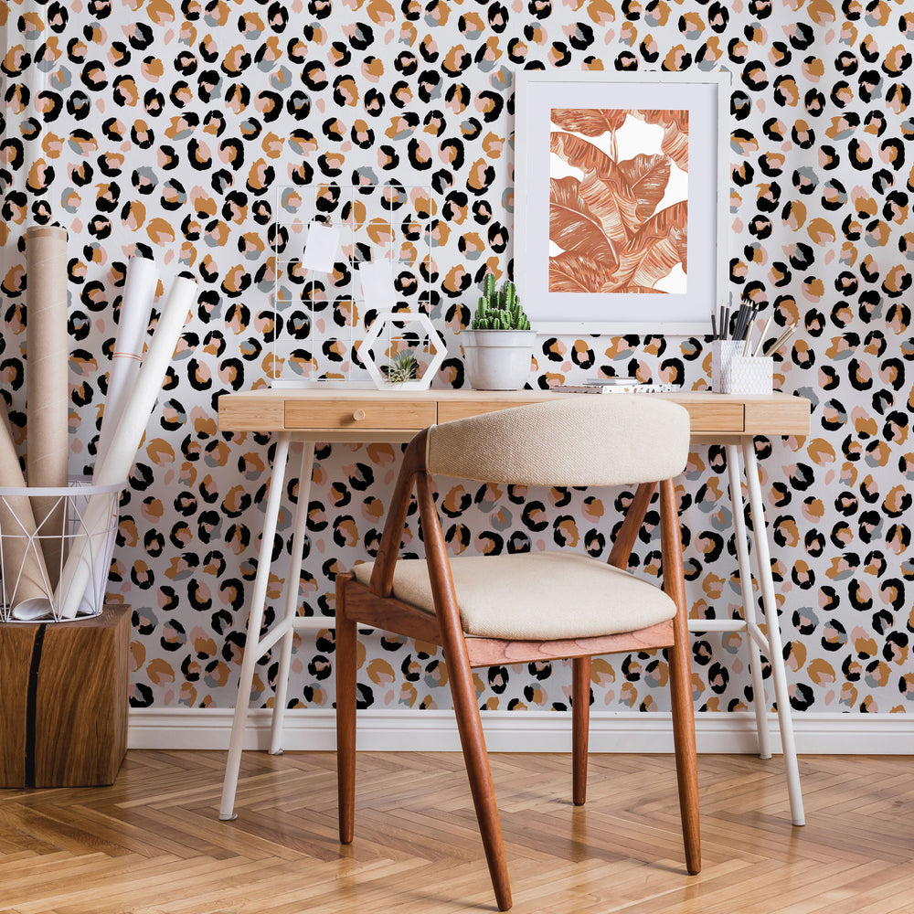 LH900096 - Wild Thing Wallpaper - Dove Grey, Tangerine & Peach - Lust Home