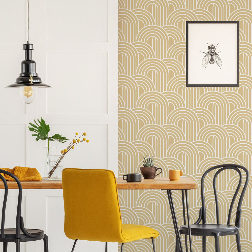 LH900106 - Wave After Wave Wallpaper - Custard - Lust Home
