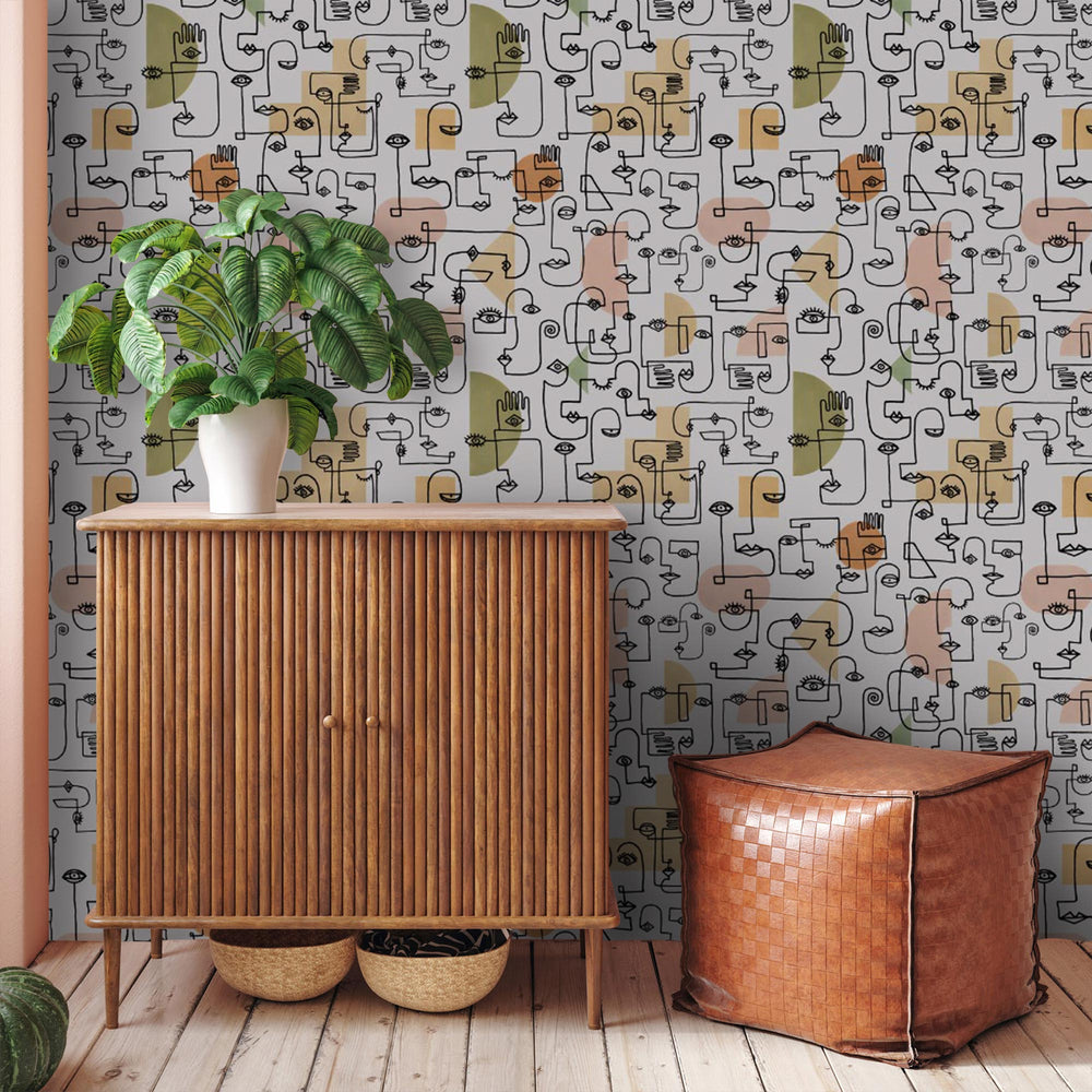 LH900112 - Picasso Wallpaper - Blush Pink, Sage Green & Peach - Lust Home
