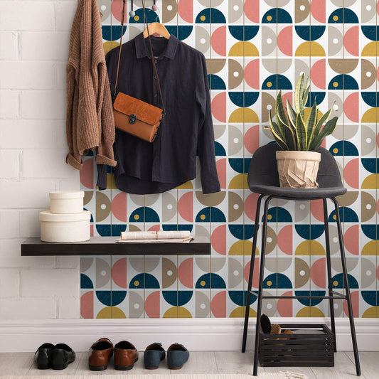 LH900130 - Diablo Wallpaper - Midnight Blue, Ochre & Flamingo Pink - Lust Home