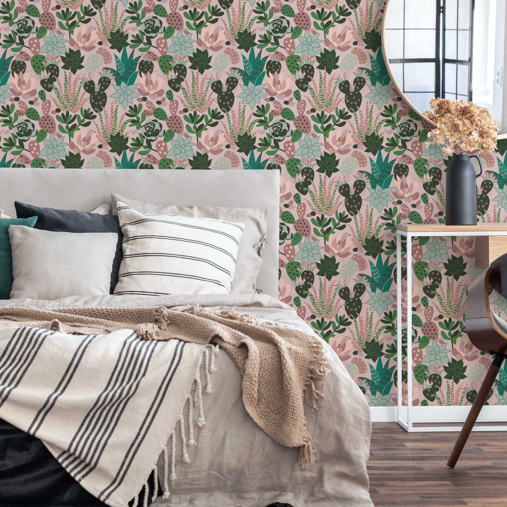 LH900167 - Plantopia Wallpaper - Shades of Blush & Green - Lust Home