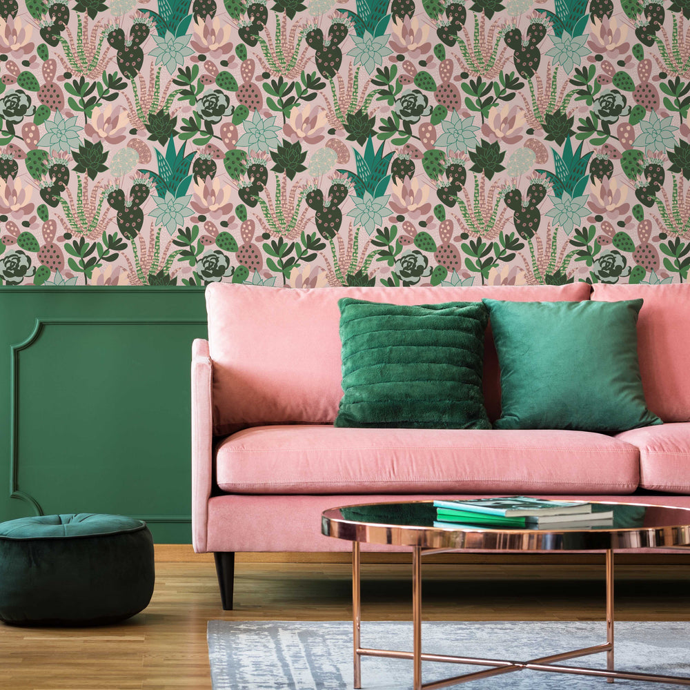 LH900167 - Plantopia Wallpaper - Shades of Blush & Green - Lust Home