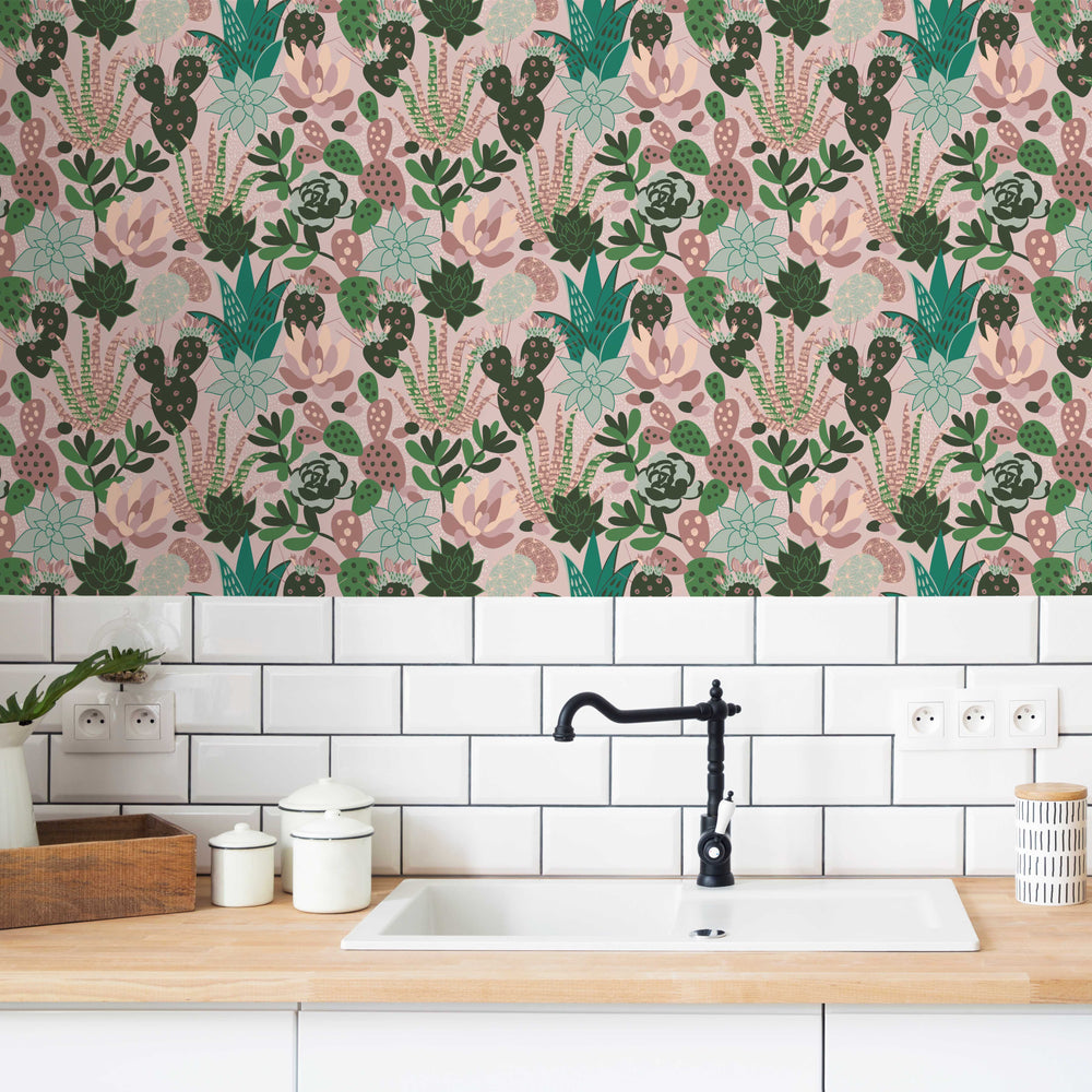 LH900167 - Plantopia Wallpaper - Shades of Blush & Green - Lust Home
