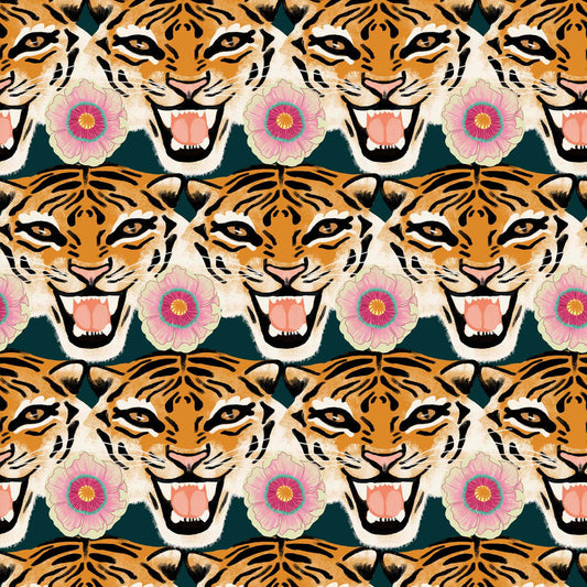 LH900170 - Tigerlily Wallpaper - Emerald Green, Pink & Orange - Lust Home