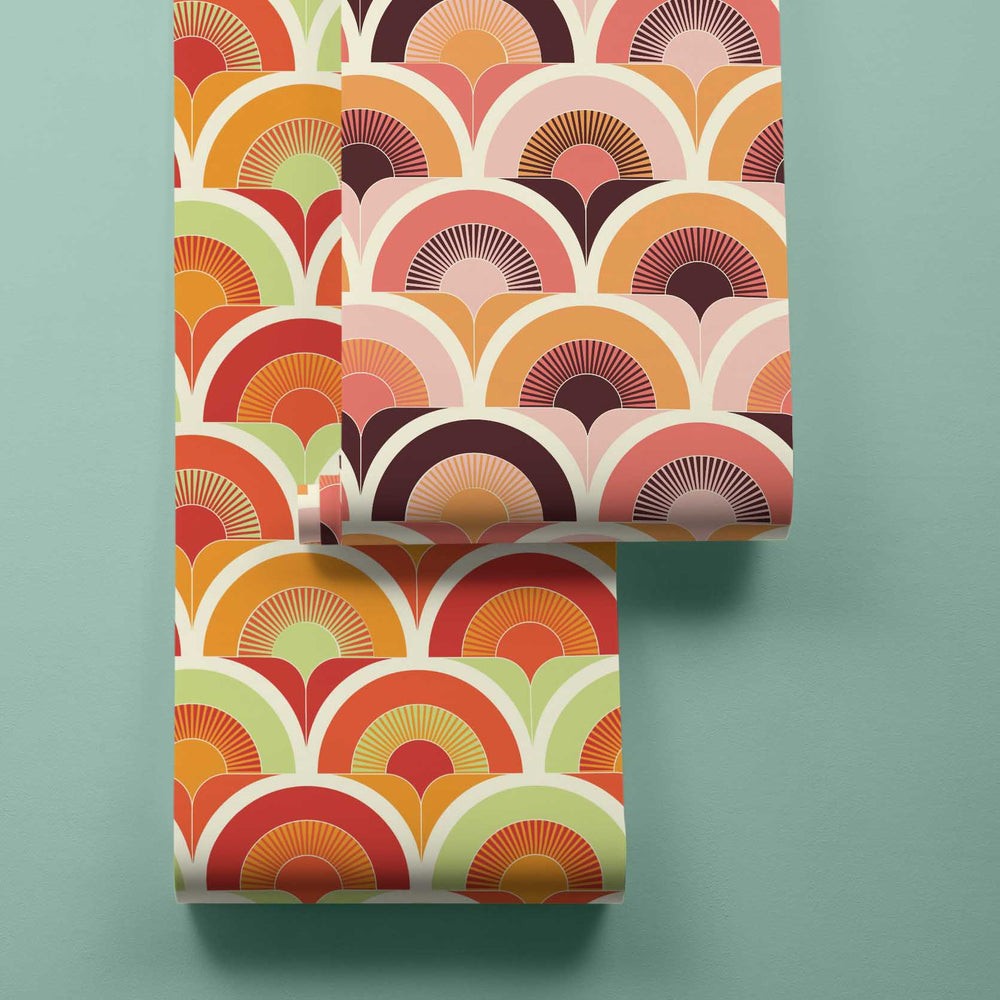 LH900173 - Groovy, Baby Wallpaper - Sunset Pink & Sunrise Orange - Lust Home