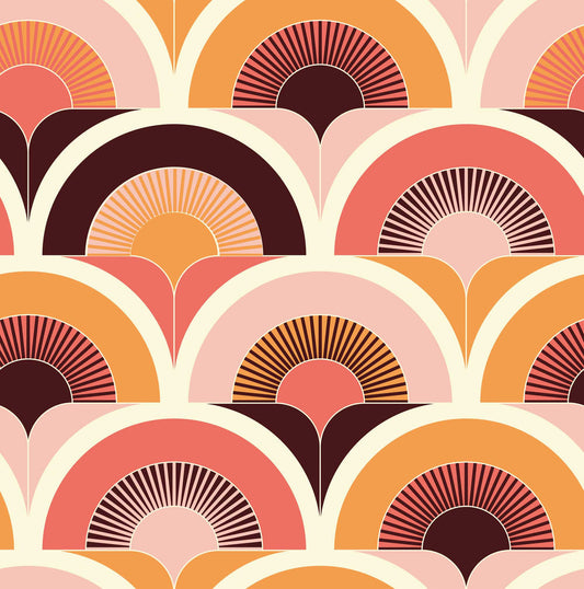 LH900173 - Groovy, Baby Wallpaper - Sunset Pink & Sunrise Orange - Lust Home