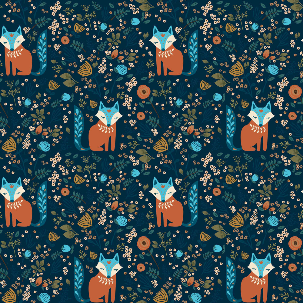 LH900176 - Let's Make A Den Wallpaper - Midnight Blue & Fox Orange - Lust Home