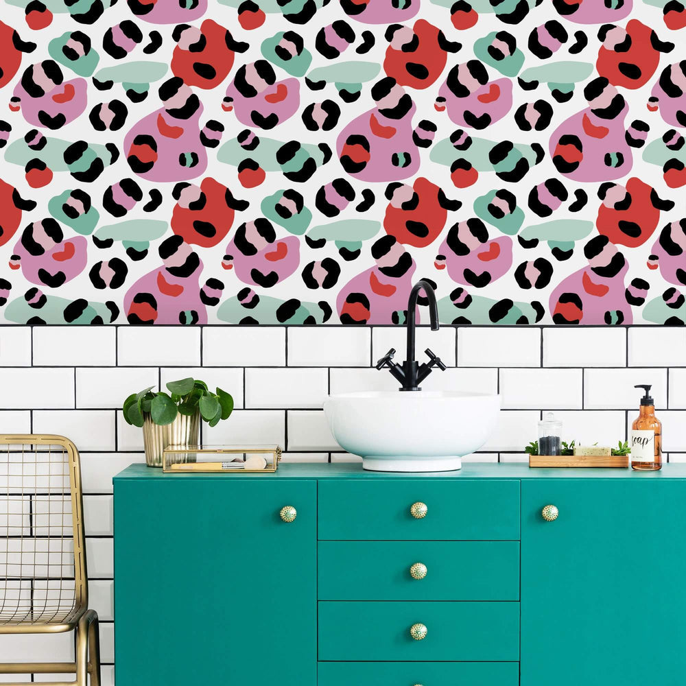 LH900183 - Cool Like You Wallpaper - Candy Pink, Postbox Red & Mint - Lust Home