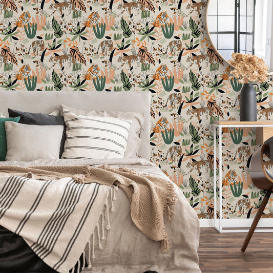 LH900191 - Wild and Free Wallpaper - Jungle Greens, Terracotta & Sandstone - Lust Home