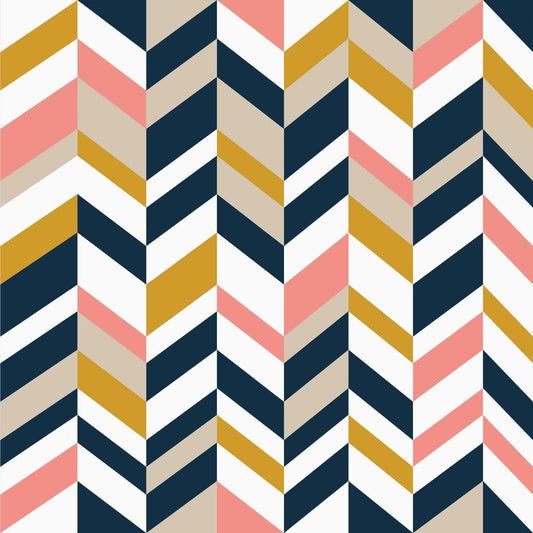 LH900197 - Bau in the Haus Wallpaper - Mustard, Flamingo Pink, Midnight Navy & Stone - Lust Home