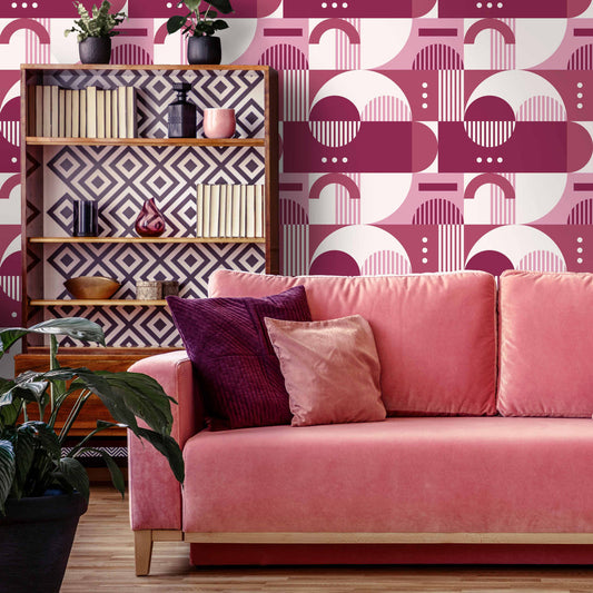LH900213 - Geobot Wallpaper - Pink Hue - Lust Home