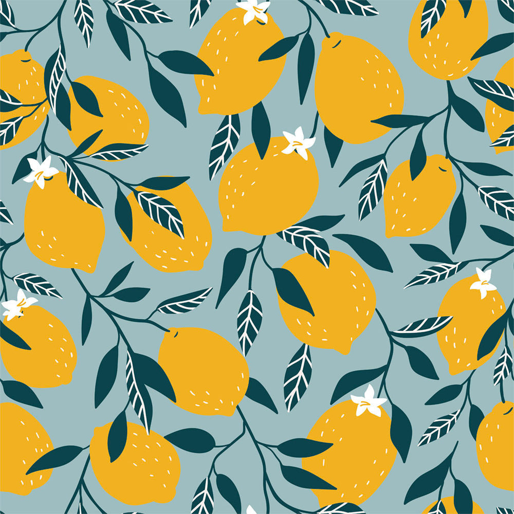 LH900214 - Freshly Squeezed Wallpaper - Teal & Lemon Yellow - Lust Home