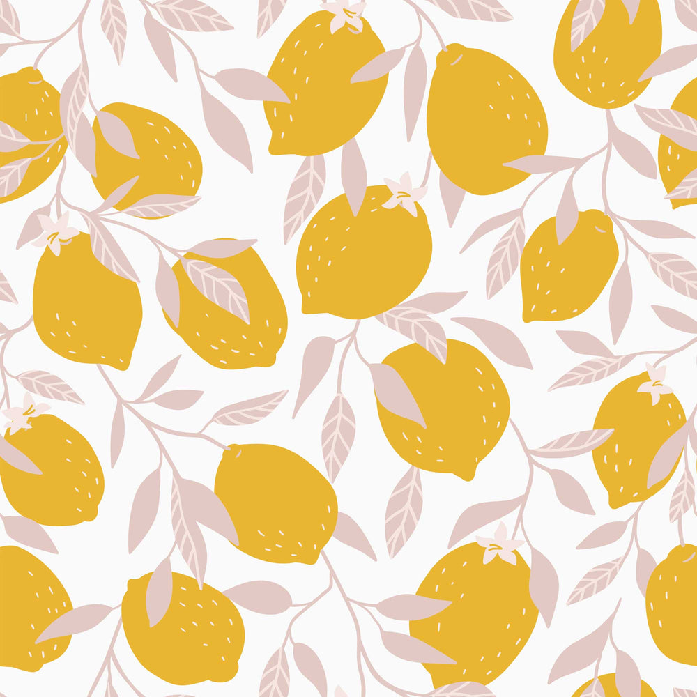 LH900215 - Freshly Squeezed Wallpaper - Lemon Yellow & Blush Pink - Lust Home