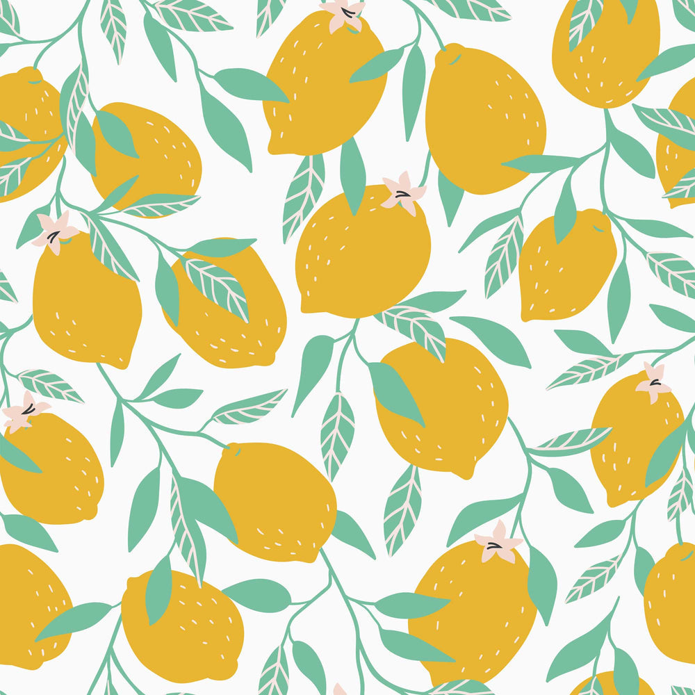 LH900216 - Freshly Squeezed Wallpaper - Lemon Yellow & Aquamarine - Lust Home