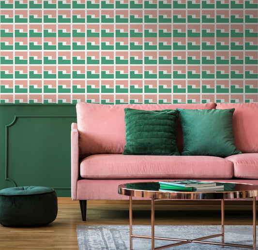 LH900235 - L7 Wallpaper - Deep Mint & Punch Pink - Lust Home