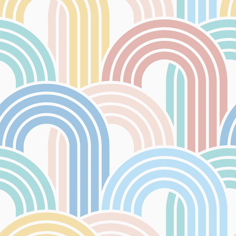 LH900238 - Wave After Wave Wallpaper - Peach, Bubblegum, Mint & Custard - Lust Home
