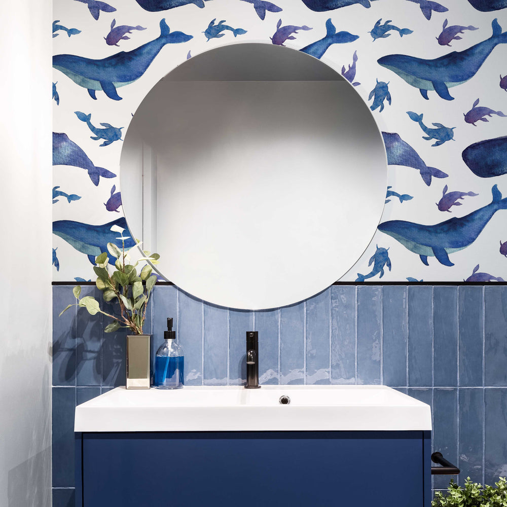 LH900239 - Whale Of A Time Wallpaper - Ocean Blue - Lust Home